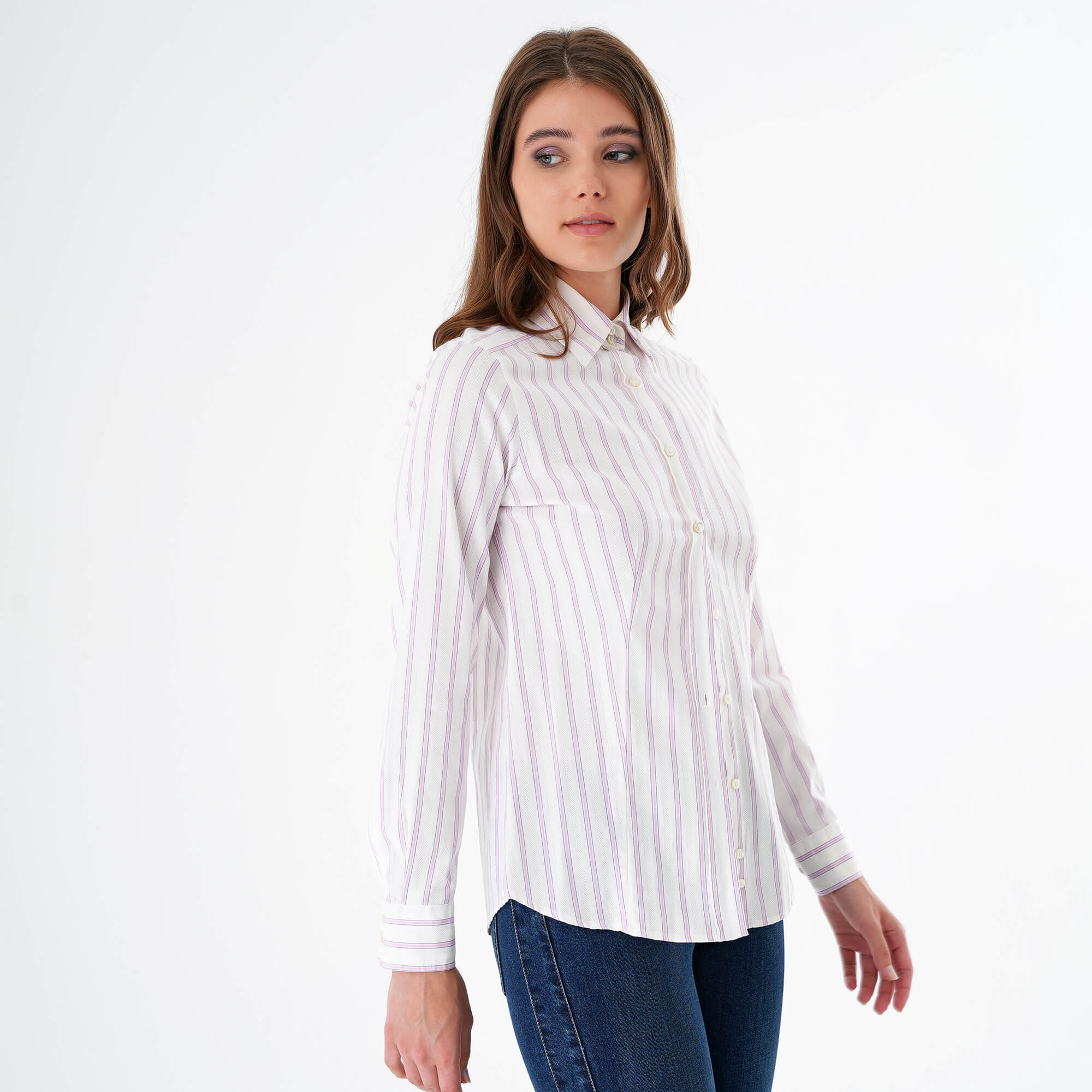 Etro - Pink & White Striped Cotton Blended Shirt IT44